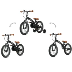 Deryan 14 inch Luxe 3-in-1 kinderfiets - Black