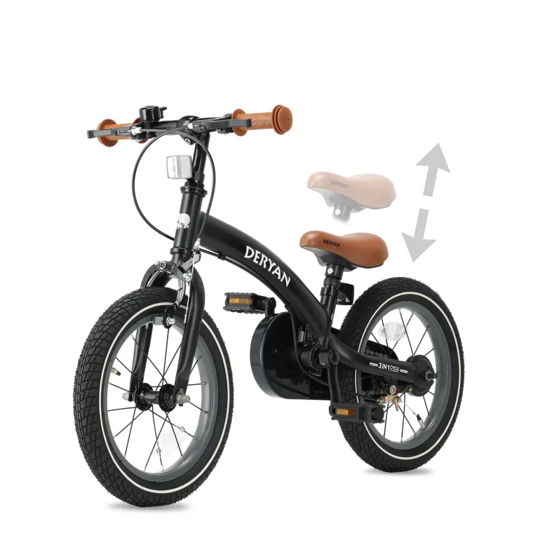 Deryan 14 inch Luxe 3-in-1 kinderfiets - Black