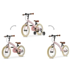 Deryan 14 inch Luxe 3-in-1 kinderfiets - Pink