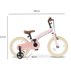 Deryan 14 inch Luxe 3-in-1 kinderfiets - Pink