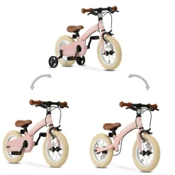Deryan 12 inch Luxe 3-in-1 kinderfiets - Pink