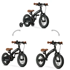 Deryan 12 inch Luxe 3-in-1 kinderfiets - Black