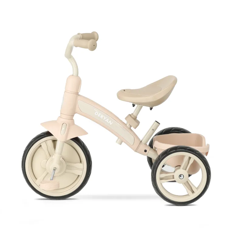 Deryan 4-in-1 driewieler met duwstang - Beige