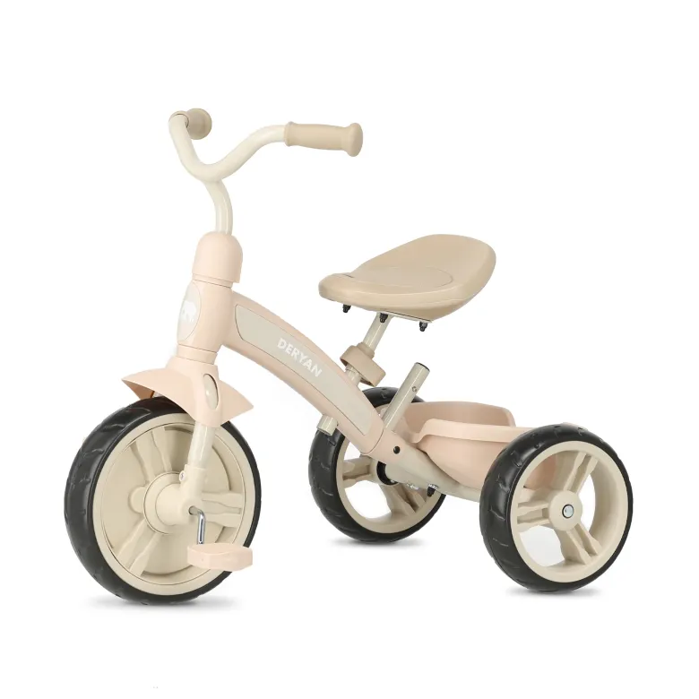 Deryan 4-in-1 driewieler met duwstang - Beige