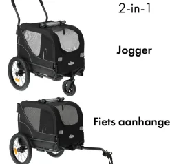 Deryan 2-in-1 opvouwbare hondenfietskar
