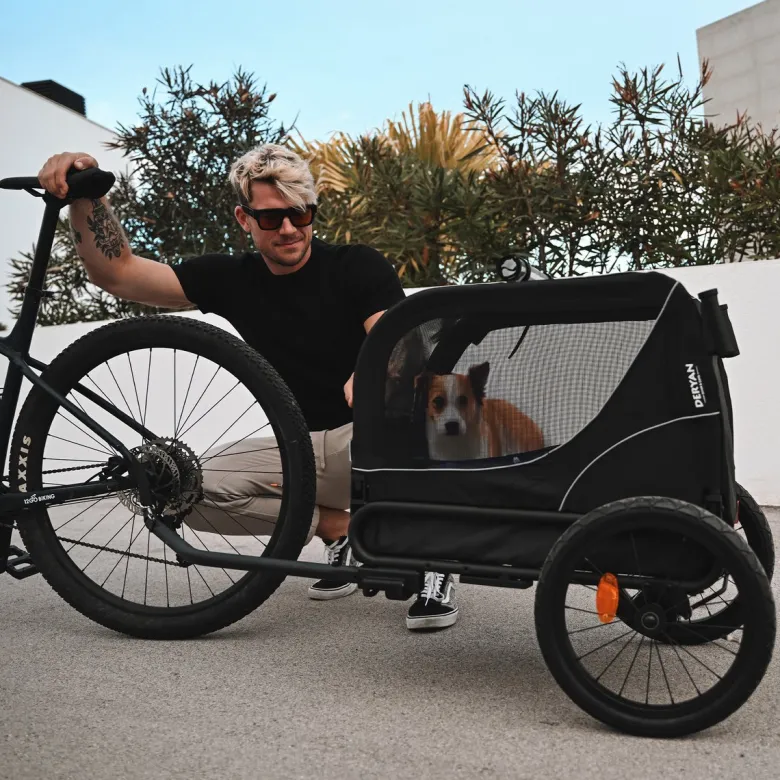 Deryan 2-in-1 opvouwbare hondenfietskar