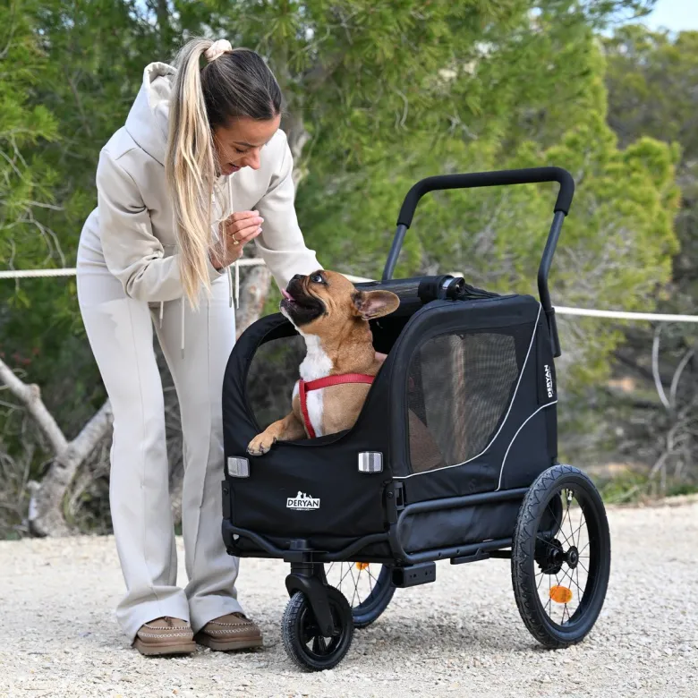 Deryan 2-in-1 opvouwbare hondenfietskar