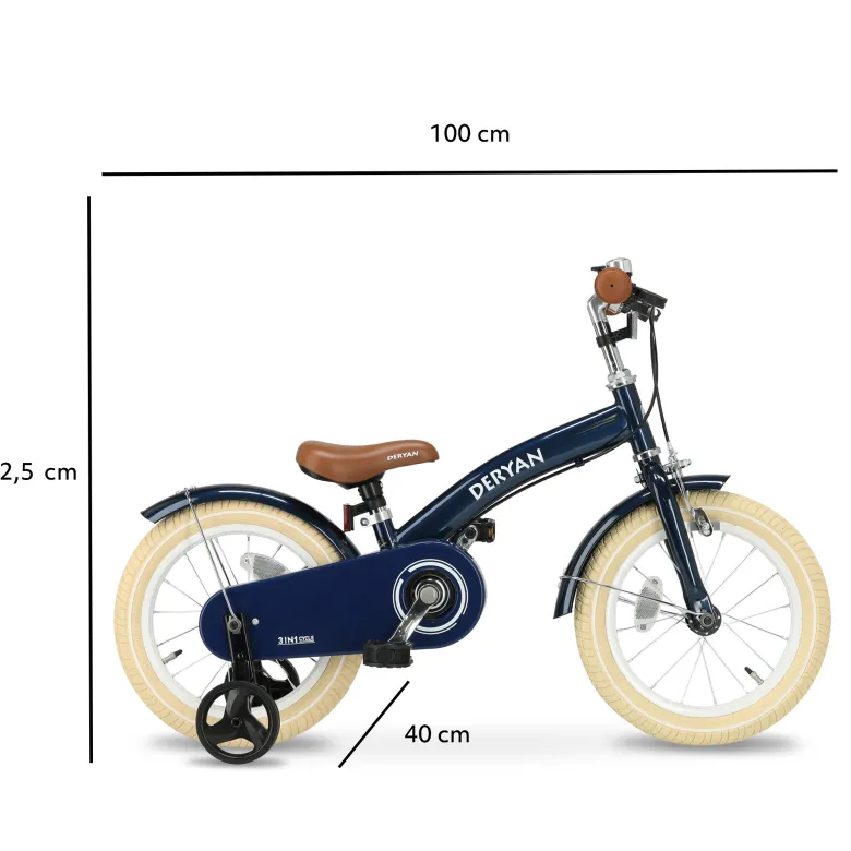 Deryan Luxe 3-in-1 Blue kinderfiets - 14 inch