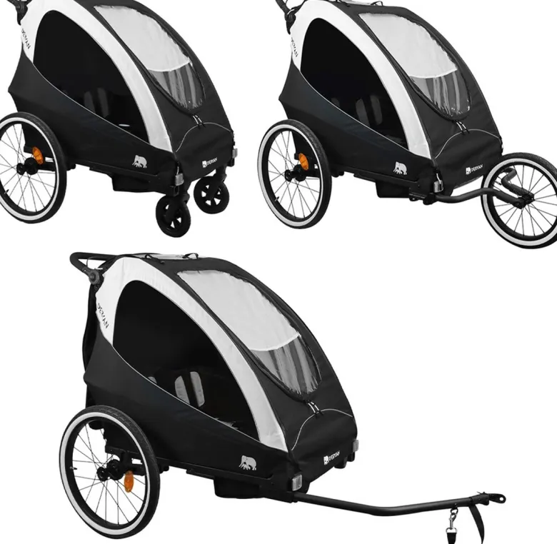 Deryan Luxe 3-in-1 fietskar - Black/Cream