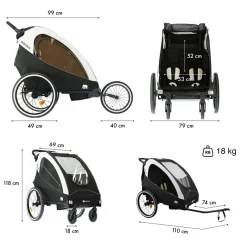 Deryan Luxe 3-in-1 fietskar - Black/Cream