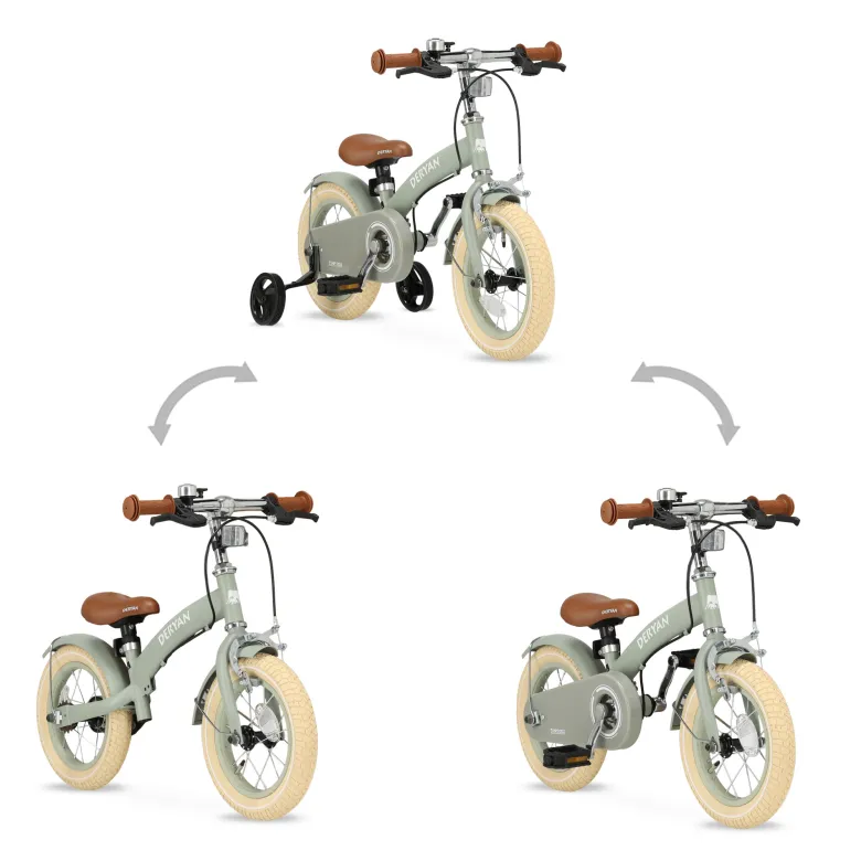 Deryan Luxe 3-in-1 Green kinderfiets - 12 inch
