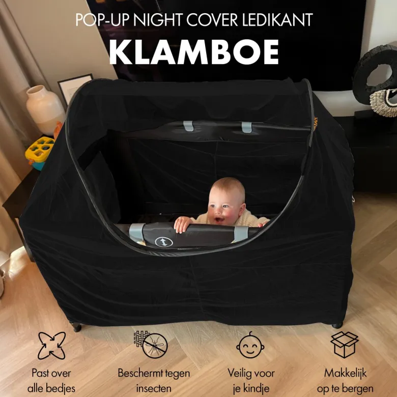 Deryan Luxe Pop Up zwart Campingbed klamboe