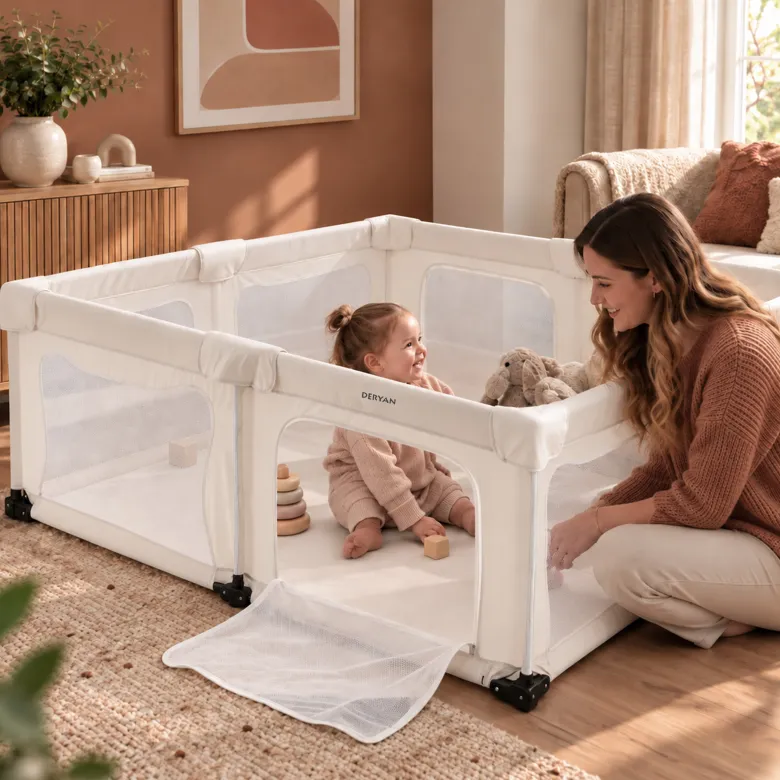 Deryan Opvouwbare Kinderbox XL Campingbedje - Cream