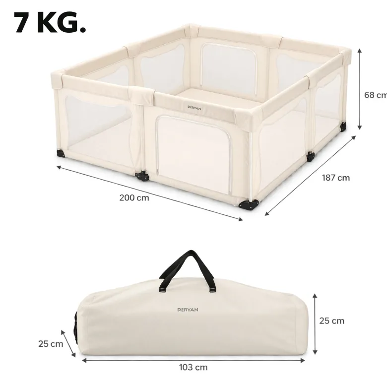 Deryan Opvouwbare Kinderbox XL Campingbedje - Cream