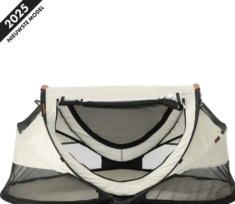 Deryan Peuter Luxe bedje met matras en leren handvatten - Ivory