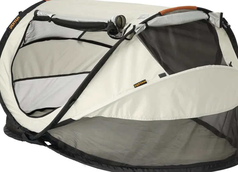 Deryan Peuter Luxe bedje met matras en leren handvatten - Ivory