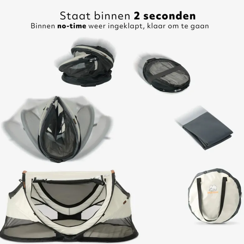 Deryan Peuter Luxe bedje met matras en leren handvatten - Ivory