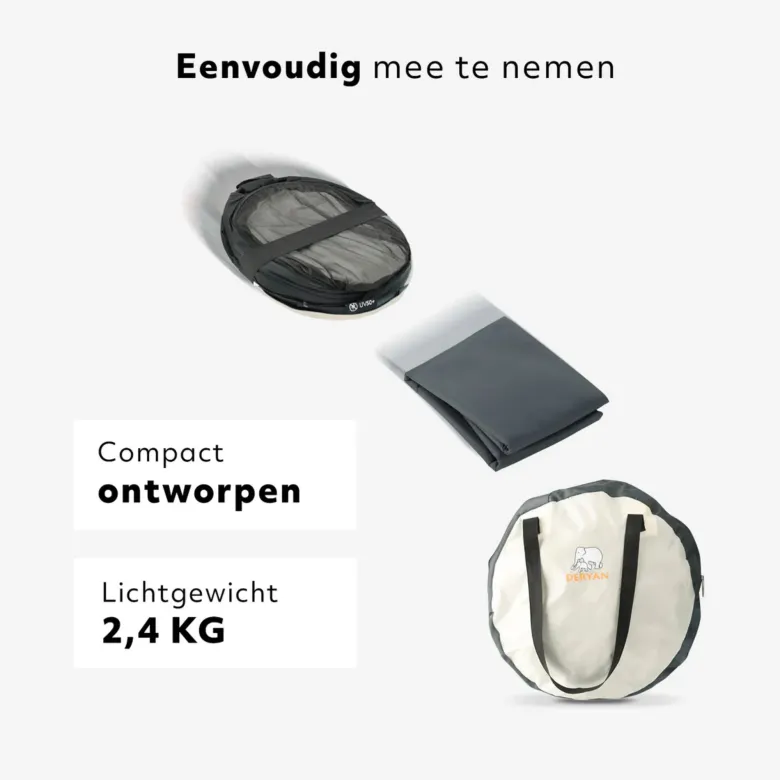 Deryan Peuter Luxe bedje met matras en leren handvatten - Ivory