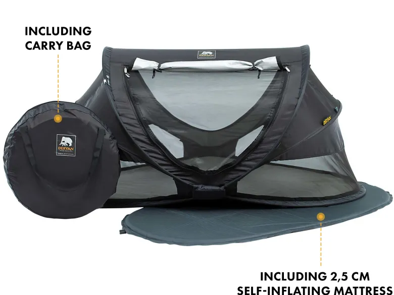 Deryan Peuter Luxe campingbedje - Black
