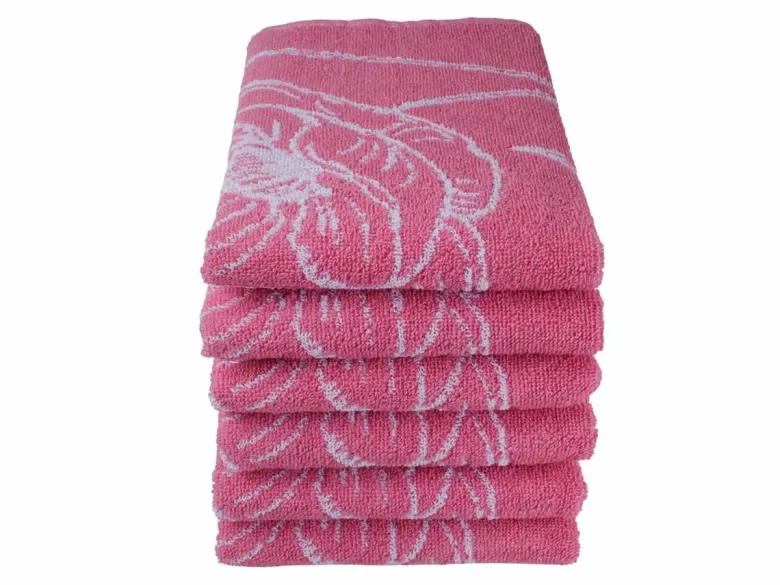 DoubleDry Bloem 50 x 50 cm set van 6 keukendoeken - roze