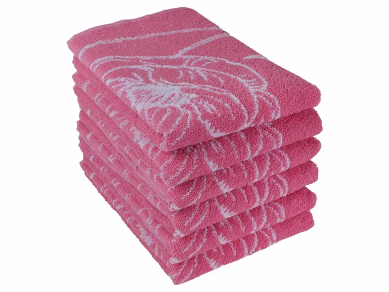 DoubleDry Bloem 50 x 50 cm set van 6 keukendoeken - roze