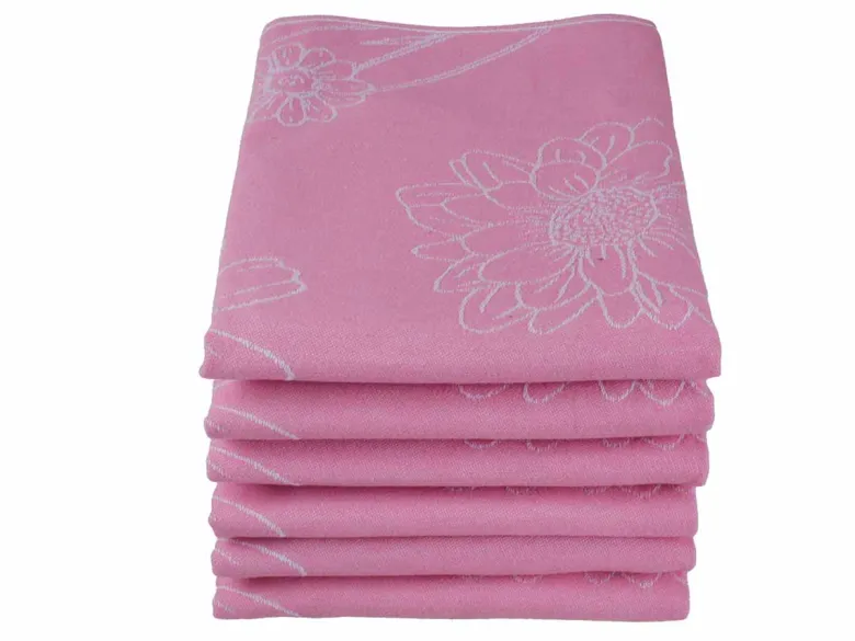 DoubleDry Bloem 50 x 70 cm set van 6 theedoeken - roze