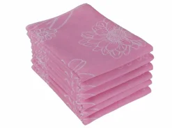 DoubleDry Bloem 50 x 70 cm set van 6 theedoeken - roze