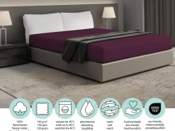 DoubleDry Flanel 140x200 cm hoeslaken - aubergine