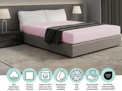 DoubleDry Flanel 140x200 cm hoeslaken - lichtroze