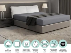 DoubleDry Flanel 140x200 cm hoeslaken - grijs