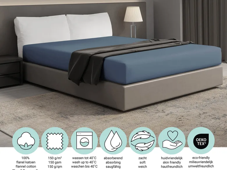 DoubleDry Flanel 140x200 cm hoeslaken - petrol
