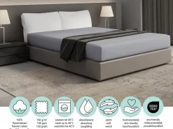 DoubleDry Flanel 140x200 cm hoeslaken - lichtgrijs