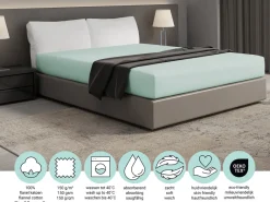 DoubleDry Flanel 140x200 cm hoeslaken - mint