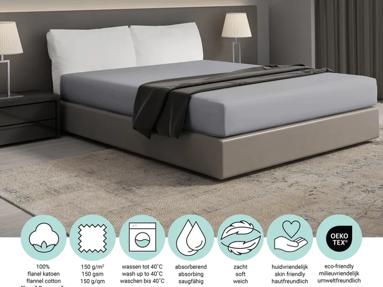 DoubleDry Flanel 180x200 cm hoeslaken - lichtgrijs