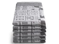 DoubleDry Grachten 50 x 70 cm set van 6 theedoeken - zwart