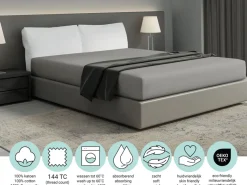 DoubleDry Home 90 x 200 cm hoeslaken - grijs
