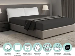 DoubleDry Home 90 x 200 cm hoeslaken - antraciet
