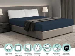 DoubleDry Home 90 x 200 cm hoeslaken - antracietblauw