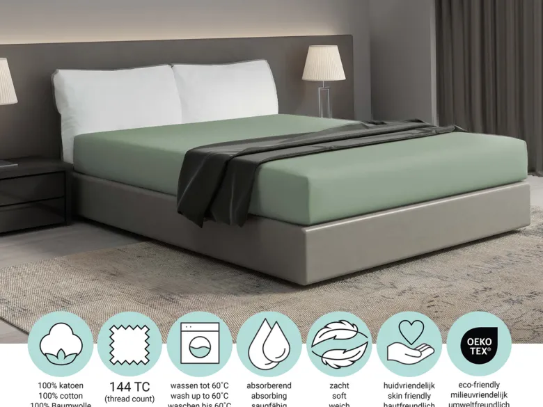DoubleDry Home 180 x 200 cm hoeslaken - Green
