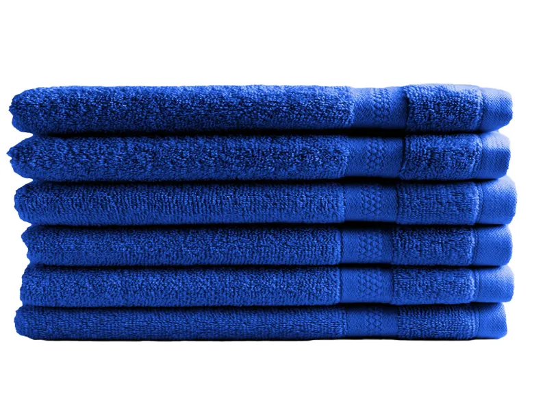 DoubleDry Hotel 16 x 21 cm set van 6 washandjes - blauw