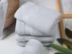 DoubleDry Hotel 16 x 21 cm set van 6 washandjes - grijs