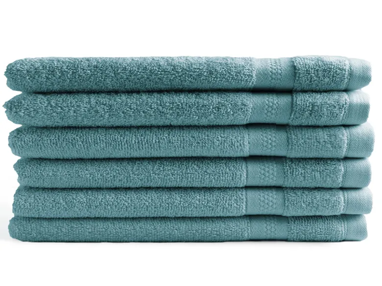 DoubleDry Hotel 16 x 21 cm set van 6 washandjes - denim