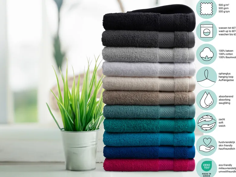 DoubleDry Hotel 16 x 21 cm set van 6 washandjes - denim
