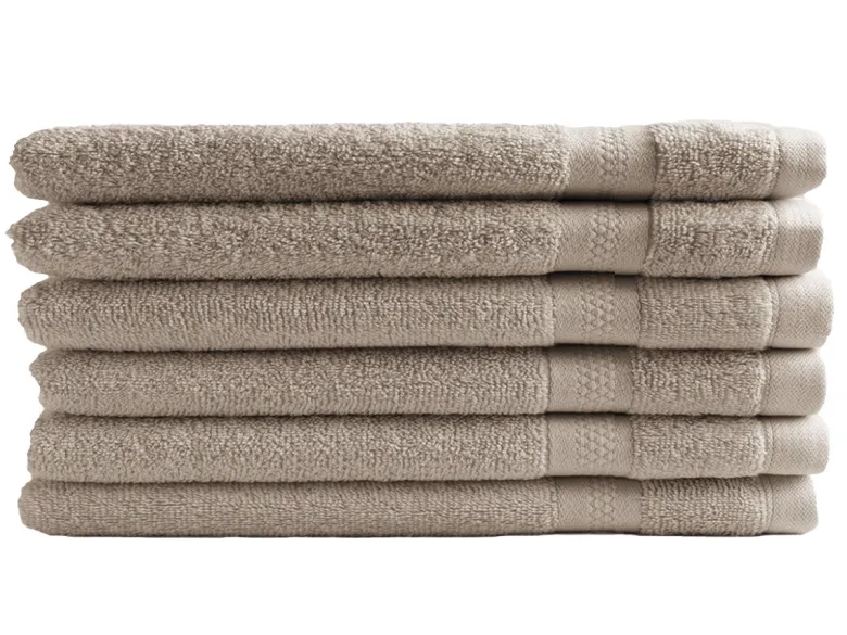 DoubleDry Hotel 16 x 21 cm set van 6 washandjes - taupe