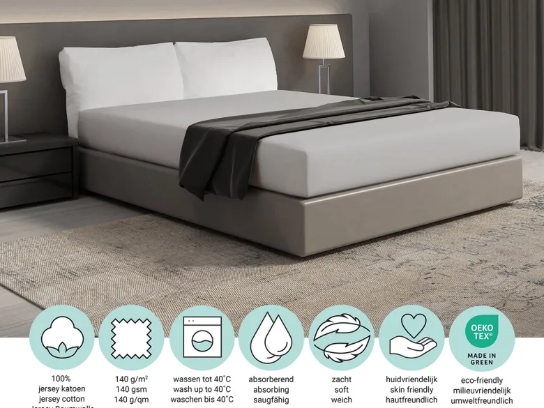 DoubleDry Jersey 160 x 200 cm hoeslaken - Light grey