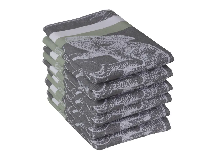 DoubleDry Jungle 50 x 70 cm set van 6 theedoeken - Grey