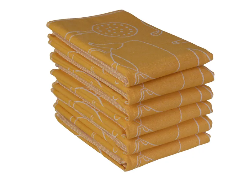 DoubleDry Keukentools 50 x 70 cm set van 6 theedoeken - Yellow