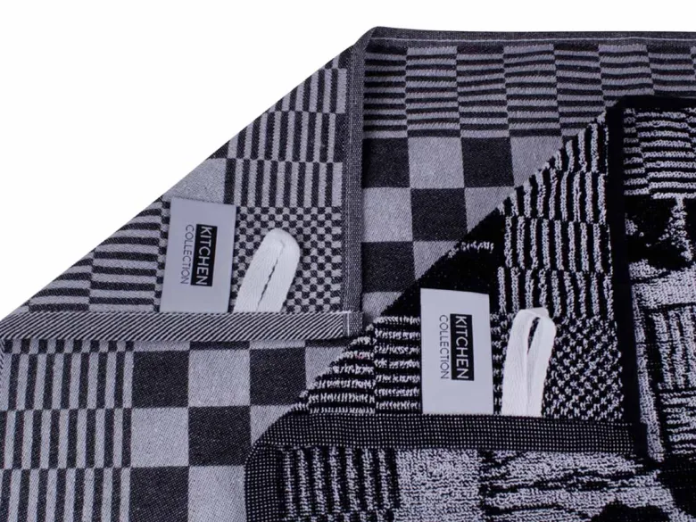 DoubleDry Koe 50 x 70 cm set van 6 theedoeken - zwart