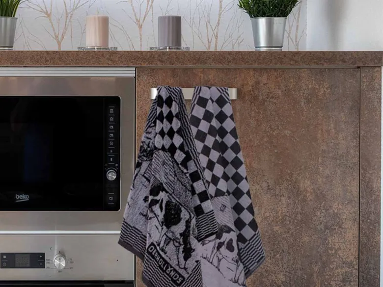 DoubleDry Koe 50 x 70 cm set van 6 theedoeken - zwart