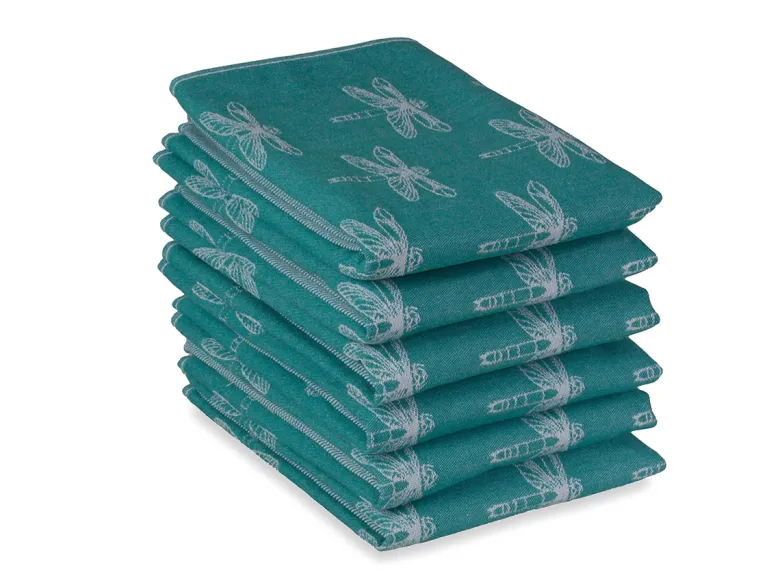 DoubleDry Libel 50 x 70 cm set van 6 theedoeken - Teal